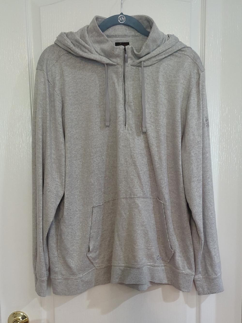 Greg Norman Collection Light Gray Quarter-Zip Hooded Pullover Sz XL